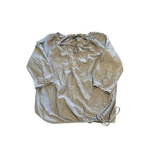 Faded Glory‎ Women's Top 2XL Blue 3/4 Sleeve Peasant Blouse Cotton Boho Y2K